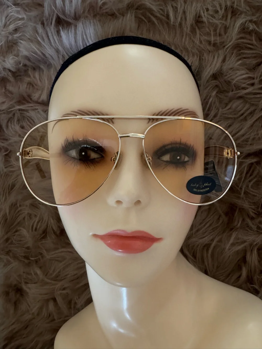 Orange lens sunglasses aviator gold detail baby path